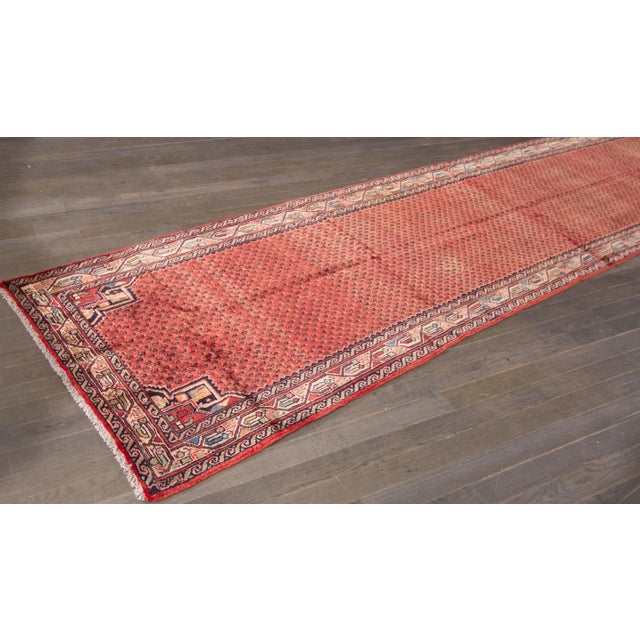 Red Vintage Persian Hamadan Wool Runner For Sale In New York - Image 6 of 7