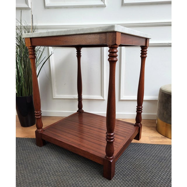 1930s Mid-Century Italian Modern Wood and White Marble Top Work or Side High Table, 1930s For Sale - Image 5 of 7