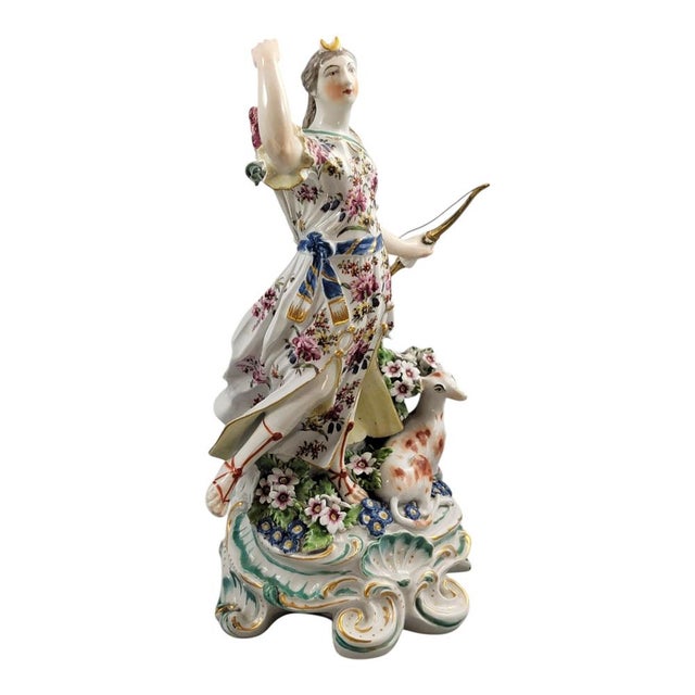Rococo Porcelain Figure of Diana with a Hunting Dog from Derby, 1760s For Sale - Image 3 of 14
