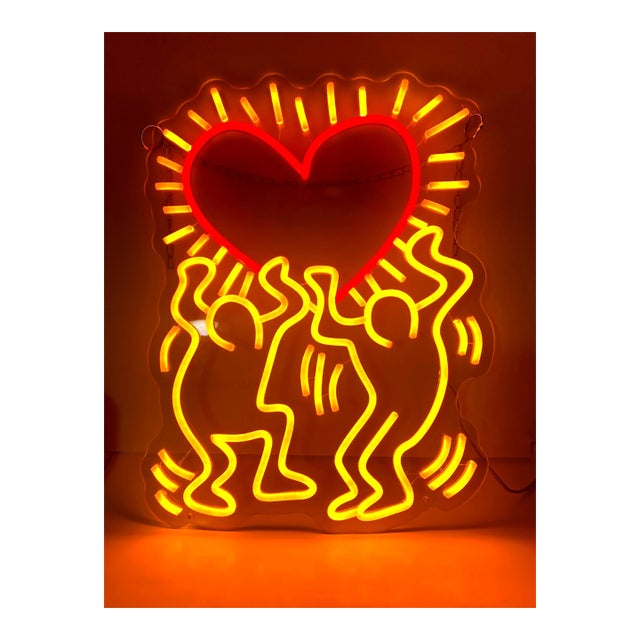 Keith Haring "Love" Neon Led Sign Decor Pop Art Modern Cool Decor Heart Friends For Sale