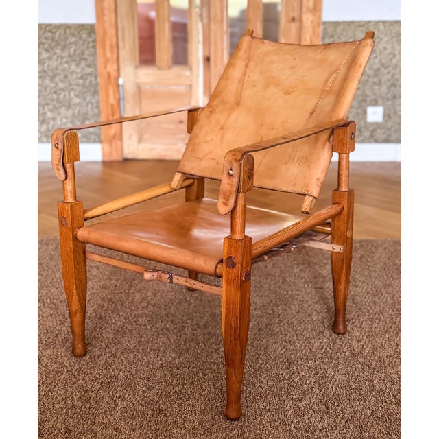 Beige Cognac Leather Safari Chair from Wilhelm Kienzle, 1950s For Sale - Image 8 of 14