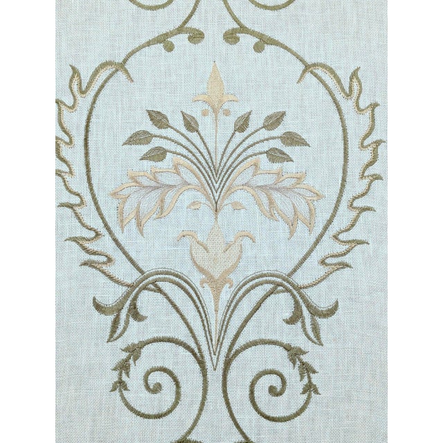 English Vintage Colefax & Fowler "Brittini Voile" Embroidered Semi Sheer Drapery Fabric- 6.25 Yards For Sale - Image 3 of 7