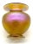 Vintage Signed Robert Held Gold Iridescent Pulled Feather Glass Vase Hints of Lavender For Sale - Image 4 of 7