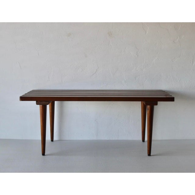 Wood George Nelson Style Vintage Mid-Century Slat Bench Coffee Table For Sale - Image 7 of 15