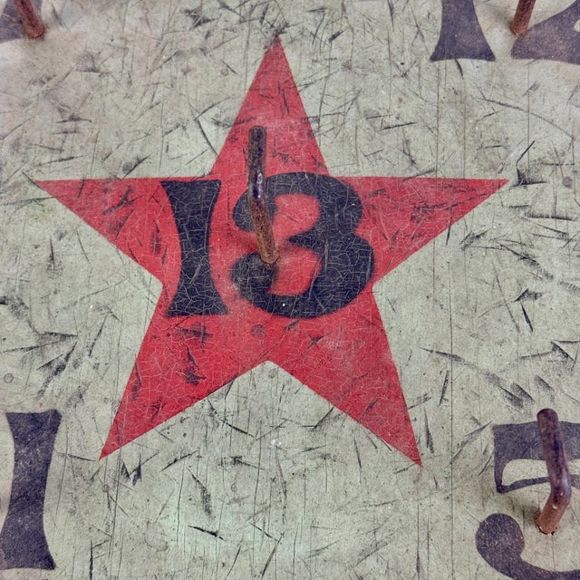 Mid 20th Century Vintage Mid 20th Century Round Ring Toss Game Board With Red Star For Sale - Image 5 of 6