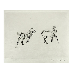 Late 20th Century Kaiko Moti Horses in Black Etching