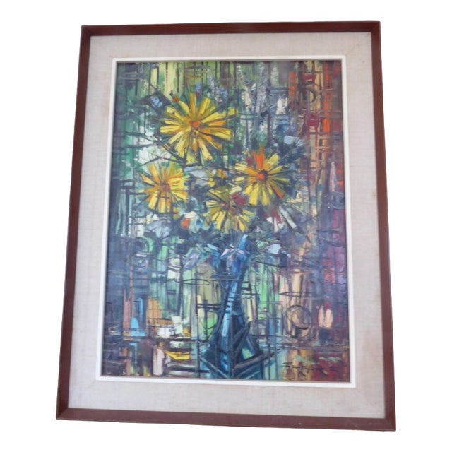 Arthur Sarkissian, Still Life with Yellow Flowers, 1972, Oil on Canvas For Sale