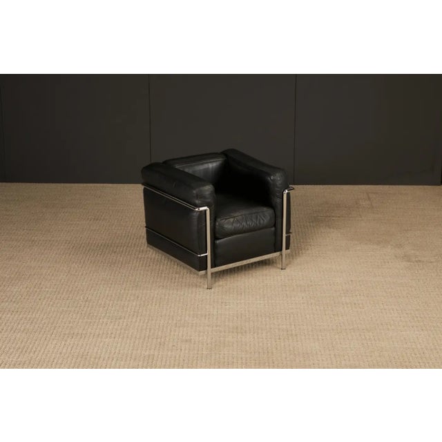Mid-Century Modern Early Year 'Lc2' Leather Club Chair by Le Corbusier for Cassina, C 1980s, Signed For Sale - Image 3 of 18