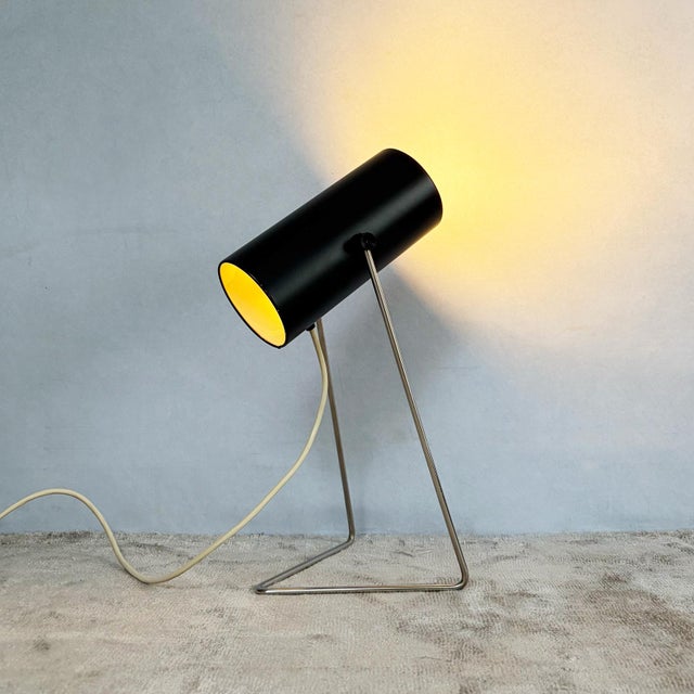 Mid-Century Modern British Black Enamelled Steel Table and Wall Lamp by John Brown for Plus Lighting, 1960s For Sale - Image 3 of 10