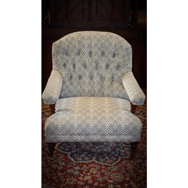 Buttoned Lounge Chair in Ticking Fabric from Howard & Sons For Sale - Image 18 of 18