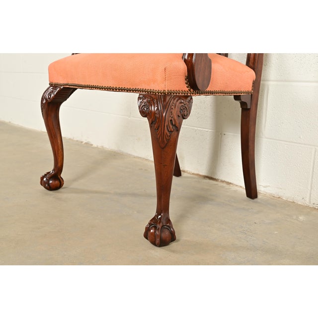 Baker Furniture Chippendale Carved Mahogany Dining Chairs, Set of Ten For Sale - Image 9 of 12