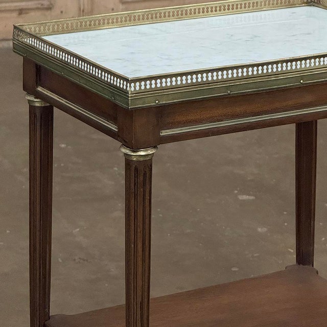 Louis XVI Mahogany Gallery Side Table With Carrara Marble Top For Sale - Image 9 of 17