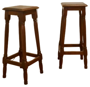 French Farmhouse High Kitchen Stools in Walnut, 1890, Set of 2