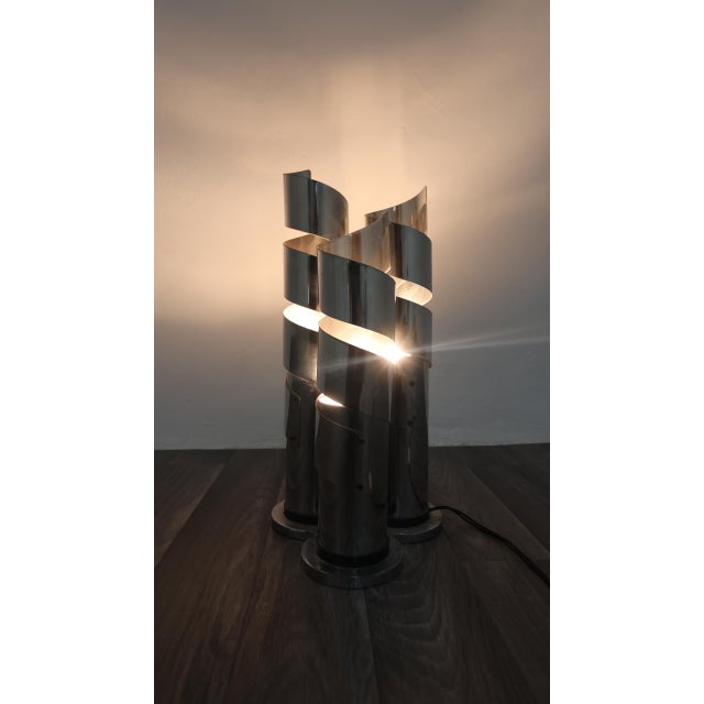Chromed Steel Spiral Table Lamp attributed to Max Sauze, 1970s For Sale - Image 12 of 14