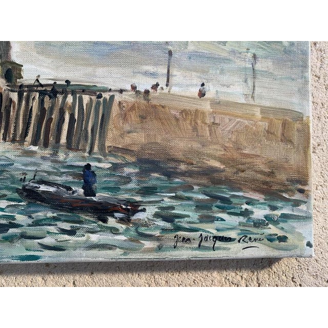 Jean Jacques René born in 1943 Fécamp pier Oil on canvas signed work 33 x 41cm This piece is attributed to the mentioned...