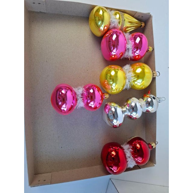 Vintage Czechoslovak Glass Christmas Ornaments, 1960, Set of 6 For Sale - Image 9 of 17