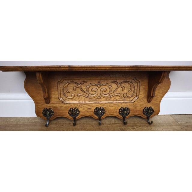 Vintage French Coat Rack in Oak For Sale - Image 3 of 9