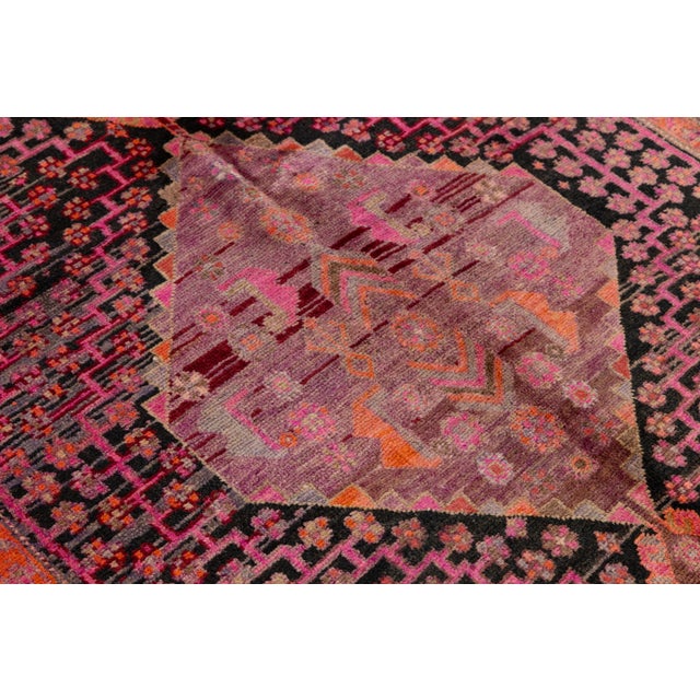 Pink Handmade Vintage Shiraz Pink Wool Rug With Geometric Design For Sale - Image 8 of 9