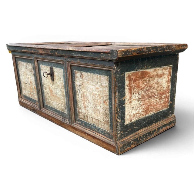 Antique Painted Chest, 1773 For Sale - Image 4 of 12