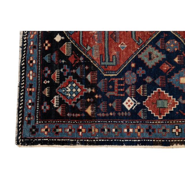 Late 19th Century Antique Caucasian Handmade Red Tribal Scatter Wool Rug For Sale - Image 5 of 9