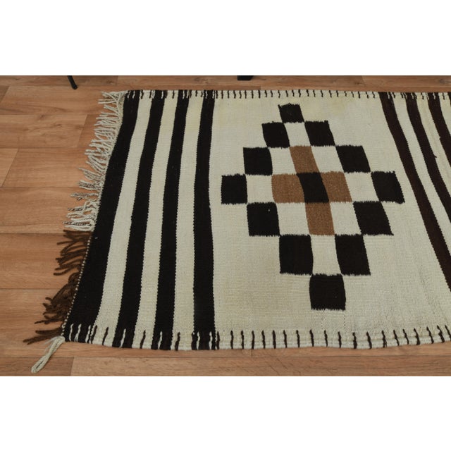 Textile 1970s Vintage Turkish Oushak Handmade Wool Cotton Beige Runner Rug For Sale - Image 7 of 11