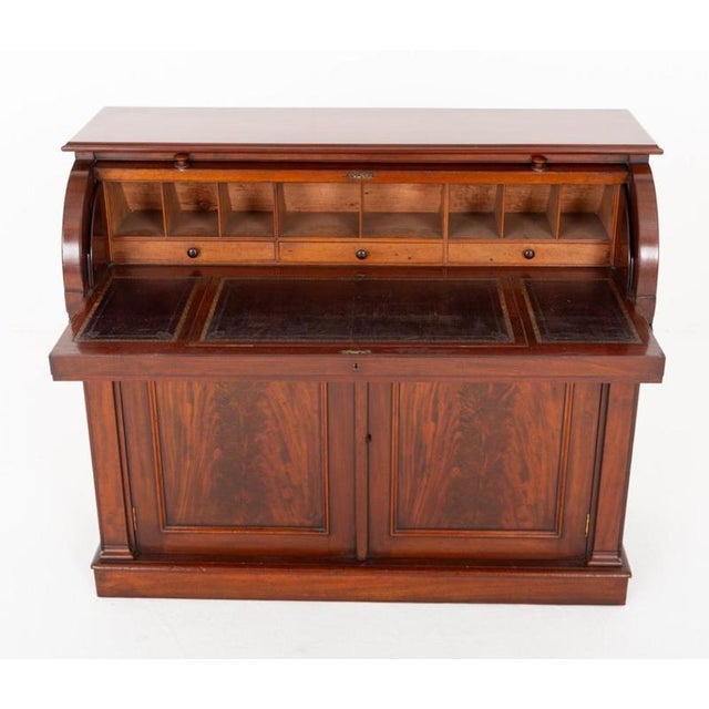 19th Century Victorian Cylinder Desk Mahogany Roll Top, 1880 For Sale - Image 5 of 7