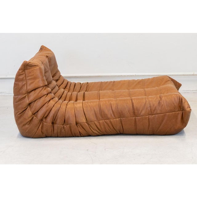Togo Chaise Lounge in Pine Leather by Michel Ducaroy for Ligne Roset, 1974 For Sale - Image 9 of 18