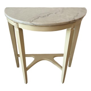 Vintage Painted Demi-Lune Console Table For Sale