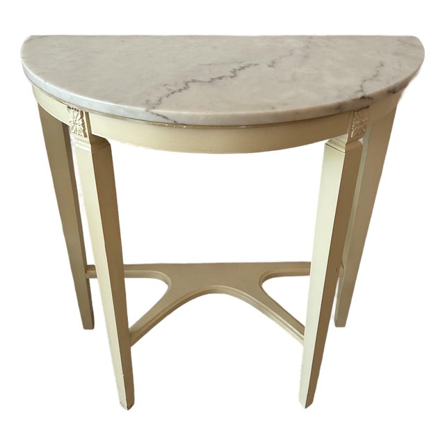 Vintage Painted Demi-Lune Console Table For Sale