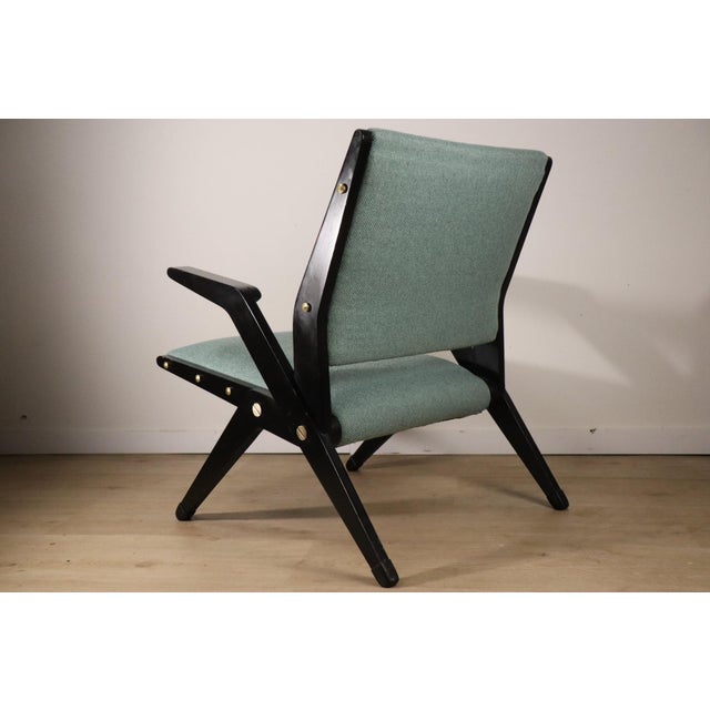 1960s Vintage Armchair in Black Wood and Fabric, 1960s For Sale - Image 5 of 18
