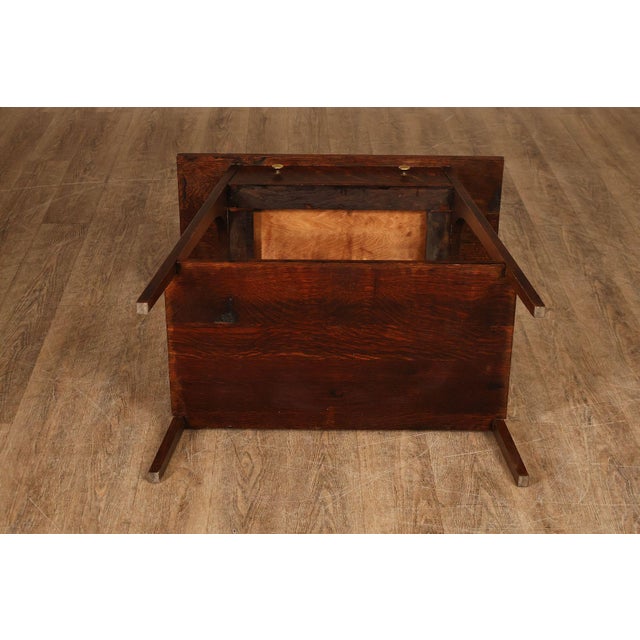 Antique Arts And Crafts Style Solid Oak Console Table With Drawer For Sale - Image 16 of 18