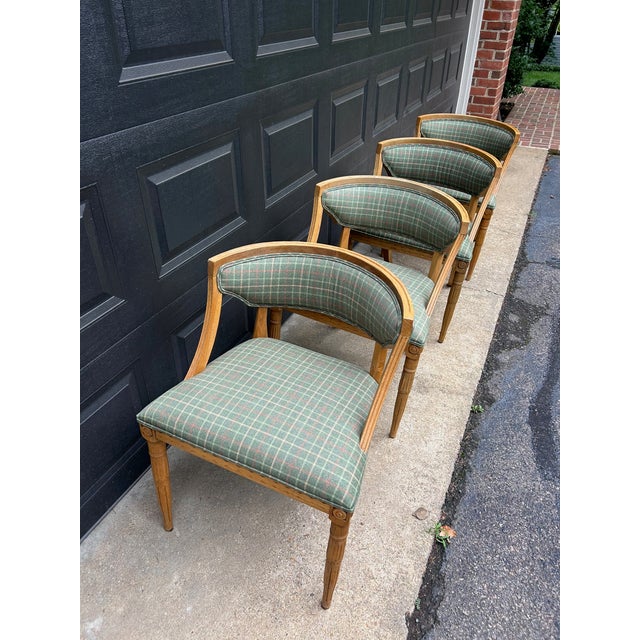Set of 4 Custom Restoration Hardware Swedish Demi-Lune Chairs For Sale - Image 12 of 14