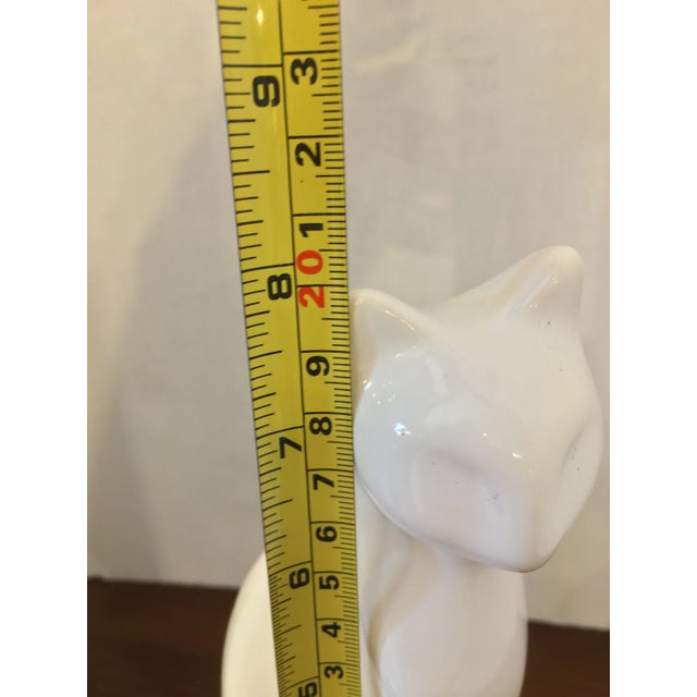 Petite Mid Century Ceramic White Cat Figurine For Sale - Image 9 of 12