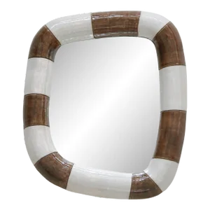Contemporary Organic Shaped Mirror in Brown Echoe Brown by Marcela Cure