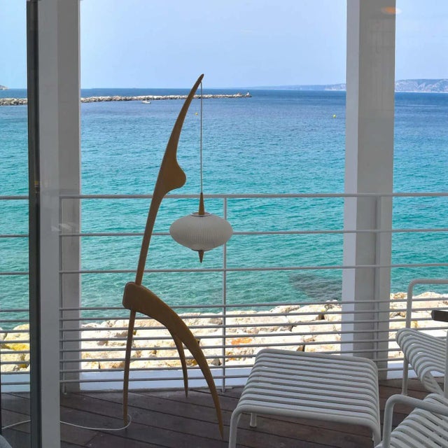 Brown Limited Edition Rispal 'Praying Mantis Zébrant' Floor Lamp in Zebra Wood For Sale - Image 8 of 13