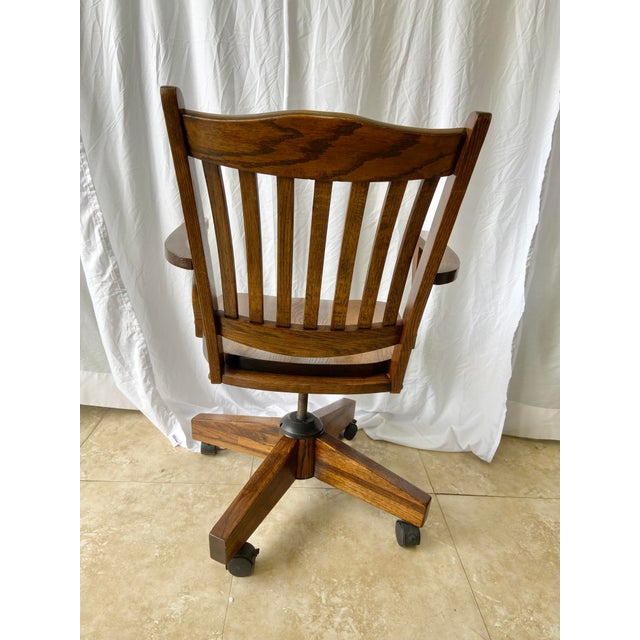 Vintage Solid Oak Swivel Desk Chair Chairish