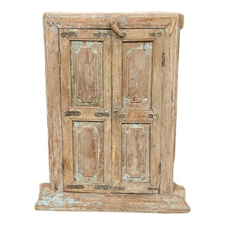 Antique Indian Reclaimed Wood Wall Cabinet / Window Frame For Sale