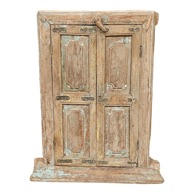Antique Indian Reclaimed Wood Wall Cabinet / Window Frame For Sale