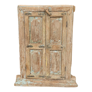Antique Indian Reclaimed Wood Wall Cabinet / Window Frame