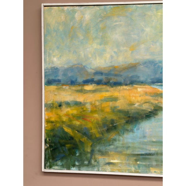 River Landscape with Mountains, 1960s, Oil on Canvas, Framed For Sale - Image 15 of 18