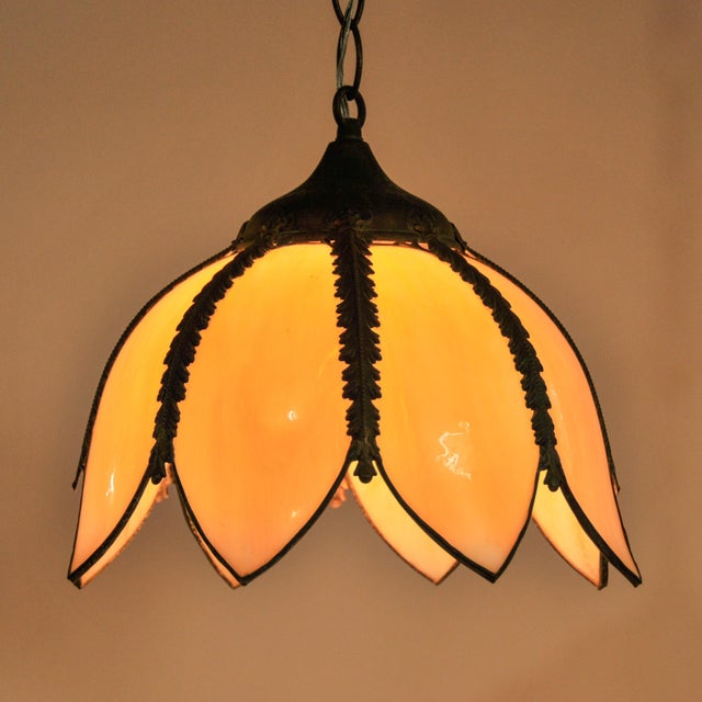 Vintage Tulip Pendant Light Cream Slag Glass 12" For Sale - Image 11 of 14