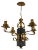 Gilt Wrought Iron and Black Wood Chandelier For Sale