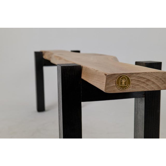 Wood Live Edge Walnut and Oak Bench by Logniture For Sale - Image 7 of 17