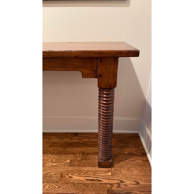 Late 20th Century Architectural Old World Mediterranean Solid Wood Console Table For Sale - Image 9 of 9
