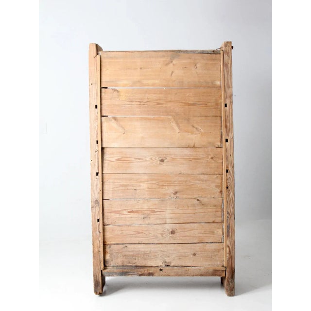 Wood Antique Rustic Pine Hutch Cabinet For Sale - Image 7 of 12