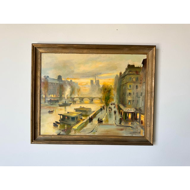 Street Art Vintage L. Wiechecki Paris Street Scene Oil Painting, Framed For Sale - Image 3 of 12