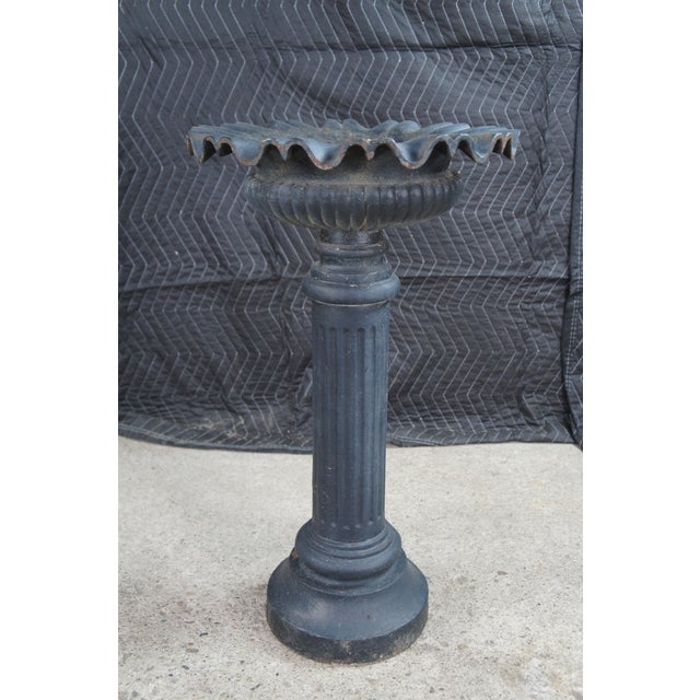 Late 19th Century Antique 19th C. English Cast Iron Corinthian Pedestal Urn Jardiniere Planter 28" For Sale - Image 5 of 7