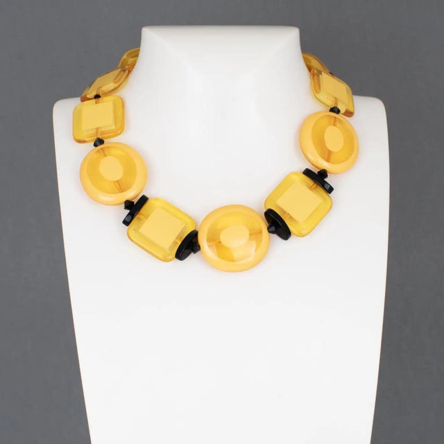 Contemporary Angela Caputi Yellow and Black Resin Necklace For Sale - Image 3 of 10
