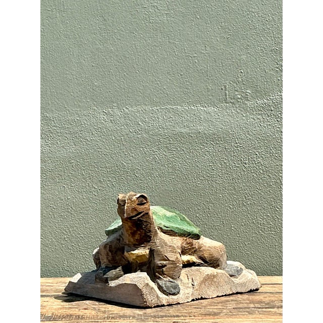 Late 20th Century Vintage Hand Carved Turtle Sculpture For Sale - Image 5 of 12