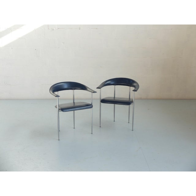 P40 Leather Chairs by Giancarlo Vegni and Gianfranco Gualtierotti for Fasem, 1980s, Set of 2 For Sale - Image 10 of 10